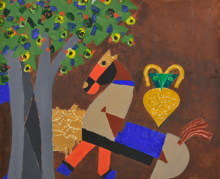 M-F-Husain---------44_X42_-inches-----Oil-on-Canvas--------1950's--------Untitled