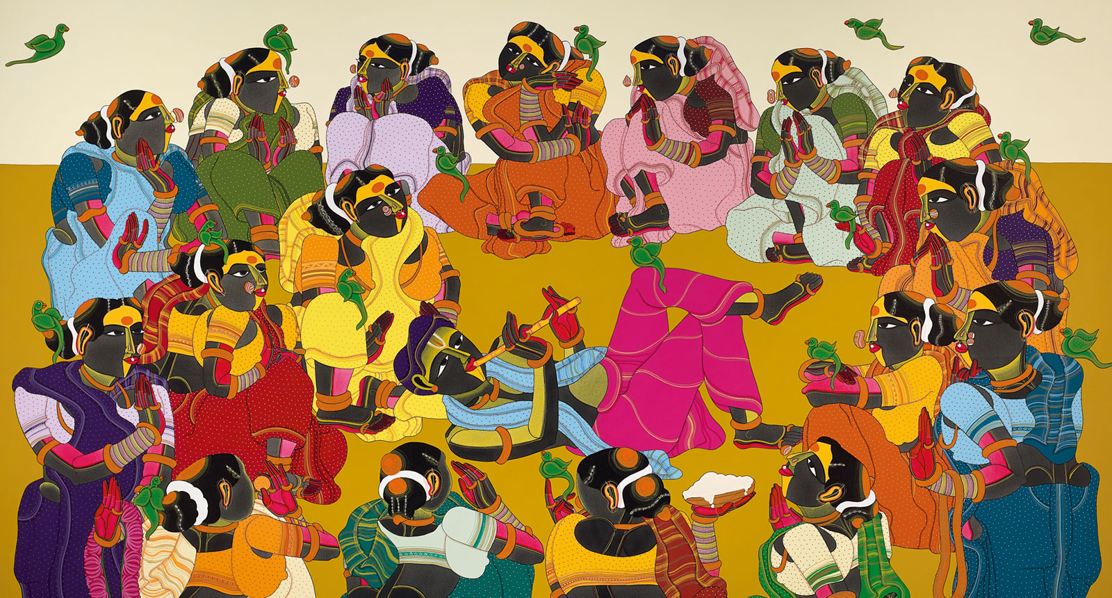 Thota-Vaikuntam-------------79_X114_-inches------------Acrylic-on-canvas------------2020's--------------Untitled